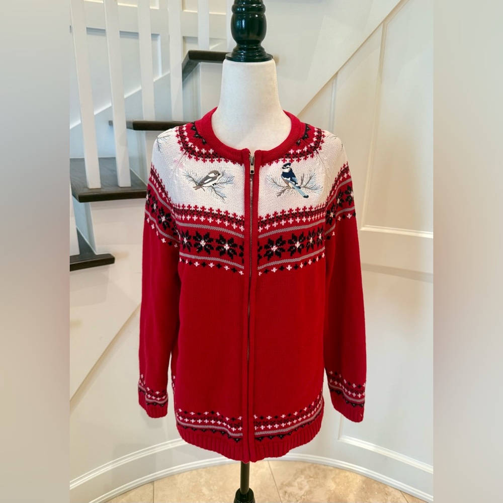 Festive Bird Sweater, Size Medium